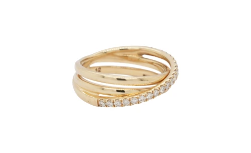 0.30ct Lab Grown Diamond & 9ct Gold Cross Over Band 3.6g