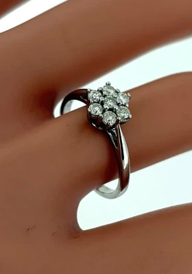 0.33ct Diamond & 9ct White Gold Cluster Ring 2.0g