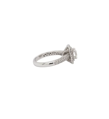 2.00ct Lab Grown Diamond & 14ct White Gold Halo Solitaire Ring 4.2g