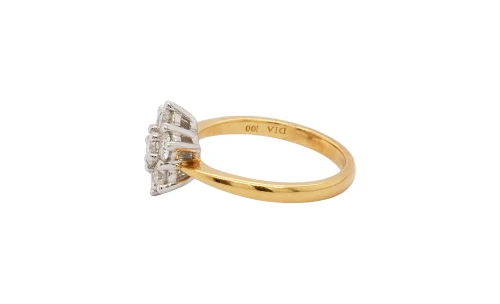 1.00ct Natural Diamond & 18ct Gold Cluster Ring 4.4g