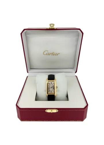 Cartier Tank Americaine 18ct Gold & Leather _Year Circa 2000 ( 22.0mm x 41.5mm) Model: 1720-1