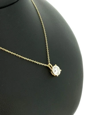 0.75ct Lab Grown Diamond & 9ct Gold Solitaire Diamond Pendant 16/18 Inch