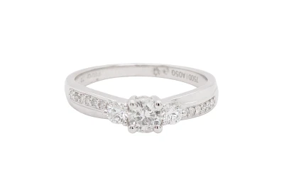 0.50ct Natural Diamond & 18ct White Gold Trilogy Ring 3.0g