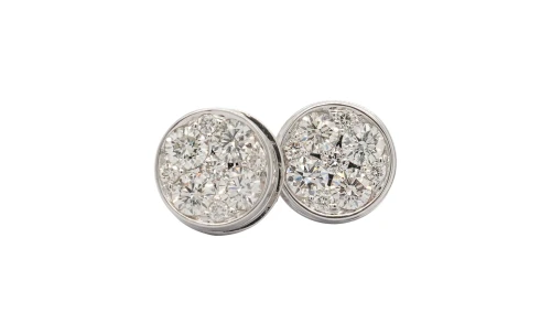 0.88ct Natural Diamond & 18ct White Gold 8.0mm Cluster Stud Earrings 3.0g