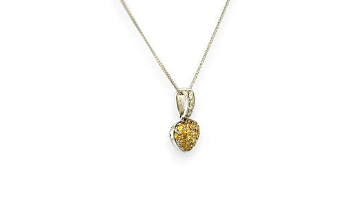 0.54ct Natural Yellow Sapphire/Diamond Heart Pendant (14.3 x 8.5 x 5.0mm) 1.27g