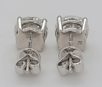4.03ct Lab Grown Diamond & Platinum Solitaire Stud Earrings 5.0g