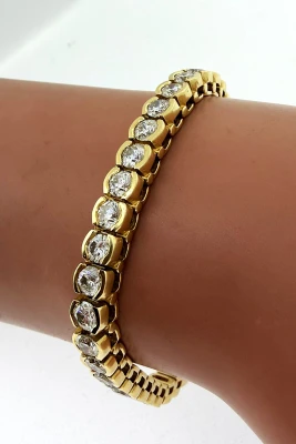 10.00ct Diamond & 14ct Gold Tennis Bracelet 25.2g 7.5 Inch