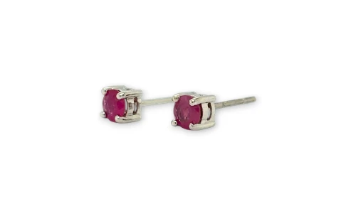 0.50ct Natural Ruby & 9ct White Gold 3.8mm Stud Earrings 1.0g