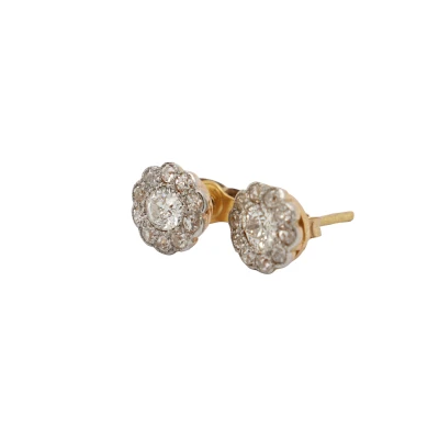 0.80ct Diamond & 18ct Gold Halo Stud Earrings 1.8g
