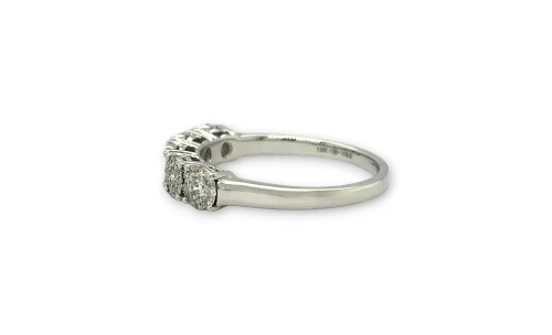 0.42ct Natural Diamond & 18ct White Gold  5 Stone Illusion Set Eternity Ring 3.0g