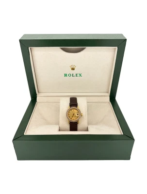 Rolex 26mm Datejust DIAMOND BEZEL ( Year 1979) 18ct Gold & Leather Model: 6917