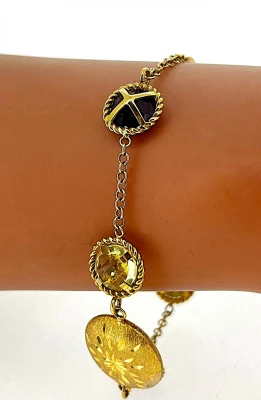 8.00ct Citrine & Amethyst Bracelet 9ct Gold 7.5g / 7.5inch