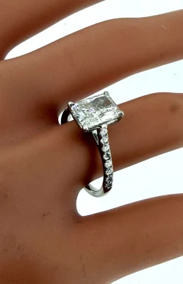 2.37ct Lab Grown Radiant Cut Diamond & Platinum Solitaire Ring 4.3g