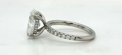 3.45ct Lab Grown Diamond & Platinum Solitaire Ring ( Hidden Halo ) 4.3g