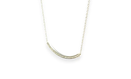 0.24ct Natural Diamond & 9ct White Gold Smile Necklace 16/18Inch 2.20g
