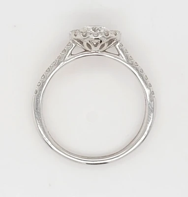 0.89ct Lab Grown Diamond & 9ct White Gold Halo Ring 2.5g Size:N1/2