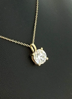 1.50ct Lab Grown Diamond & 9ct Gold Solitaire Pendant 16/18 Inch