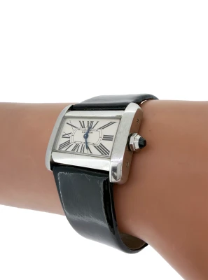 Cartier Tank Divan Stainless Steel/Leather Circa 2008