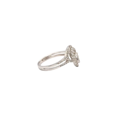 0.70ct Diamond & 18ct White Gold Twist/Halo Ring- 18ct White Gold 3.16g