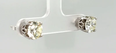 4.04ct Diamond & 18ct White Gold Solitaire Stud Earrings 4.9g