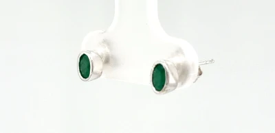 0.20ct Emerald & 9ct White Gold Stud Earrings 0.8g