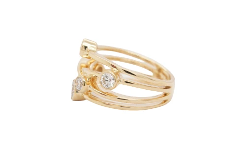 0.70ct Lab Grown Diamond & 9ct Gold 4 Tier Dress Ring -5.78g
