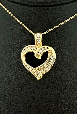 0.50ct Diamond & 9ct Gold Heart Pendant ( 22.3 x 15.5 x 4.0mm) 2.4g