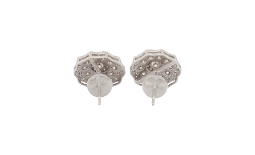 1.00ct Natural Diamond & Platinum 11mm Fancy Flower Stud Earrings 1.9g