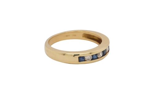 0.30ct Sapphire & 0.25ct Diamond 18ct Gold Eternity/Wedding Band 4.8g