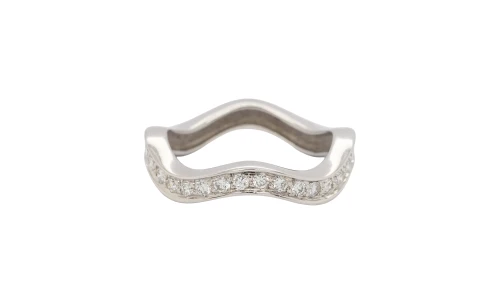 0.50ct Natural Diamond & 18ct White Gold 3mm Fancy Shaped Band 4.3g