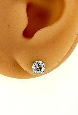 1.00ct Lab Grown Diamond & 9ct White Gold Solitaire Stud Earrings