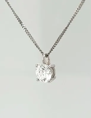 0.50ct Lab Grown Diamond & 9ct White Gold Solitaire Pendant - 18 Inch