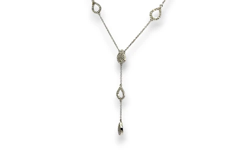 0.45ct Natural Diamond & 9ct White Gold Fancy Necklace 16/18 Inch 2.57g