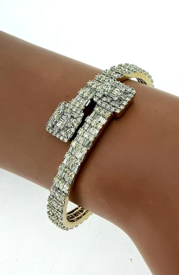 4.50ct Diamond & 14ct Gold Cross Over Bangle 26.3g