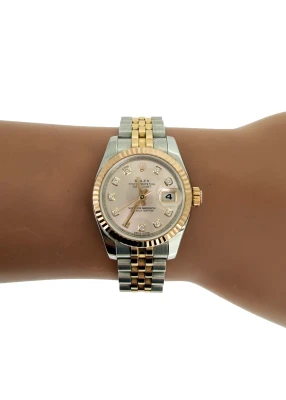 Rolex 26mm DateJust 18ct Rose Gold/Stainless Diamond Dial 2015 Box & Papers