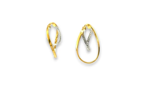 9ct Yellow & White Gold Oval Hoop Earrings ( 34.5 x 12mm) 1.9g