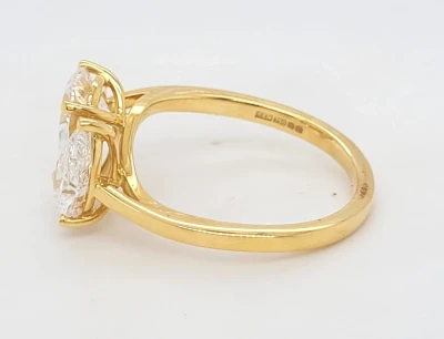 2.45ct Lab Grown Double Diamond & 18ct Gold Solitaire Ring 3.8g