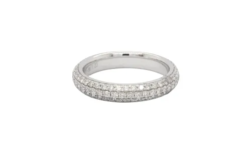 1.23ct Natural FULL Diamond & 18ct White Gold 3.8mm Eternity/Wedding Band 4.9g