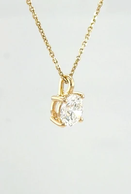 1.00ct Lab Grown Diamond & 9ct Gold Solitaire Pendant 16/18 Inch