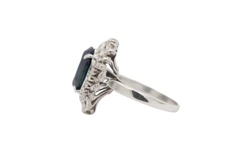 3.00ct Sapphire & 1.25ct Diamond Large Dress Ring-18ct White Gold 8.2g
