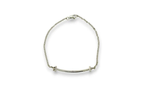 0.25ct Natural Diamond & 14ct White Gold Fancy Bracelet 7.5 Inch 2.0g
