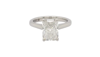 3.03ct Lab Grown Radiant Cut Diamond & Platinum Solitaire Ring 6.84g