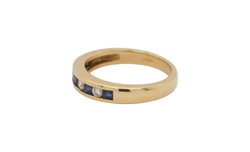 0.30ct Sapphire & 0.25ct Diamond 18ct Gold Eternity/Wedding Band 4.8g