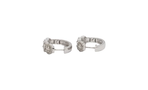 0.90ct Natural Diamond & 9ct White Gold Hoop Earrings ( 19.00 x 6.5mm) 5.0g