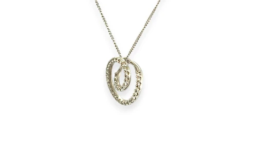 0.25ct Natural Diamond & 18ct White Gold Swirl Pendant (13.0 x 13.0 x5.5mm) 1.4g
