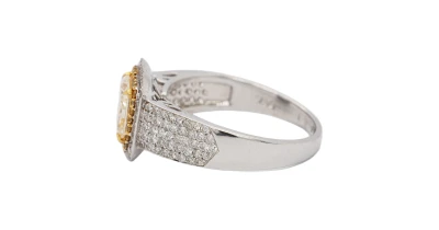 2.06ct Natural Yellow/White Diamond Halo Solitaire Ring -18ct White Gold 4.5g