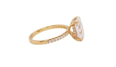 3.30ct Lab Grown Diamond & 18ct Gold Solitaire ( Hidden Halo ) 3.70g