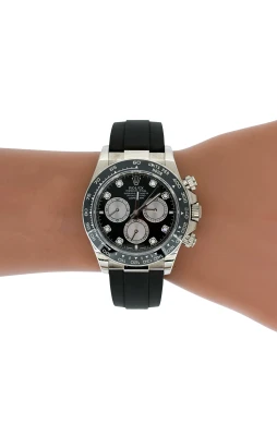 Rolex 40mm Daytona Cosmograph- Diamond Dial - 18ct White Gold & Oyster Flex Strap (2023 Box & Papers) Model: 126519LN