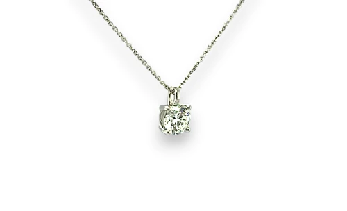 1.00ct Lab Grown Diamond & 9ct White Gold Pendant & Chain 16/18Inch 2.0g