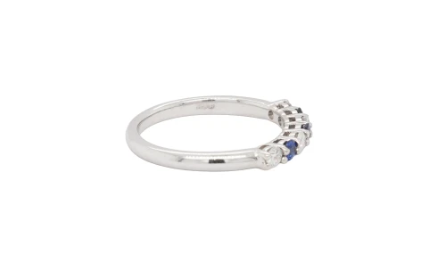 0.43ct Natural Sapphire & Diamond 2.5mm Eternity/Wedding Ring 18ct White Gold 2.6g